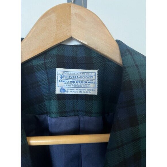 NWT Vintage Pendleton Blue Green Scottish Tartan Wool Blazer Skirt Set Size 20W - Picture 4 of 12
